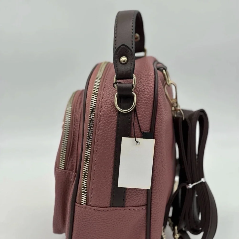 Burgundy Leather Backpack with Bee Accent NWT - Picture 3 of 11